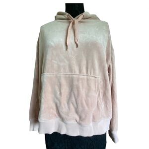 Anthropologie Cozy Collection Rose Cotton Velour Long Sleeve Hoodie Larg…